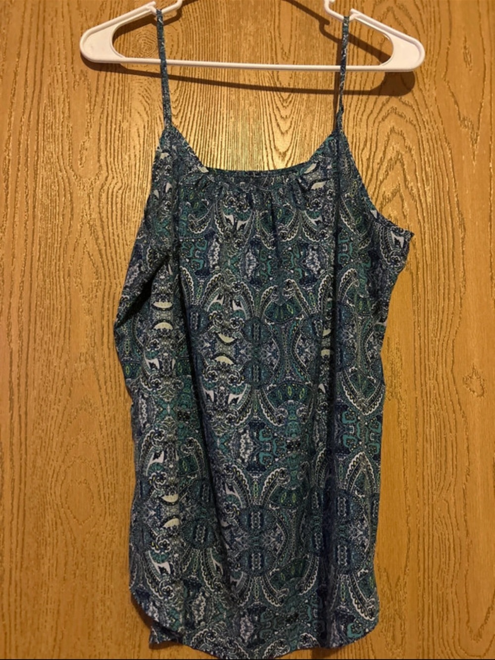Time and Tru Blue and Green Paisley Spaghetti Strap Tank